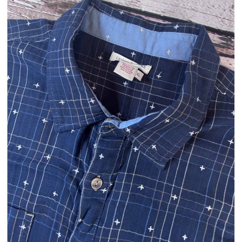 Carbon 2 Cobalt Shirt Mens XL Blue Plaid Double Layer Casual